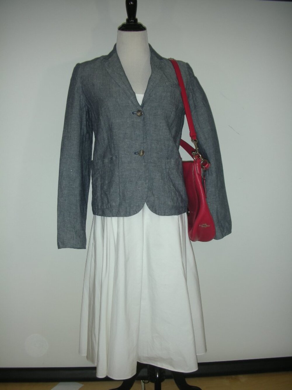 Gap Gray Linen Cotton Blazer Jacket Office Coastal Grandmacore Quiet Luxury